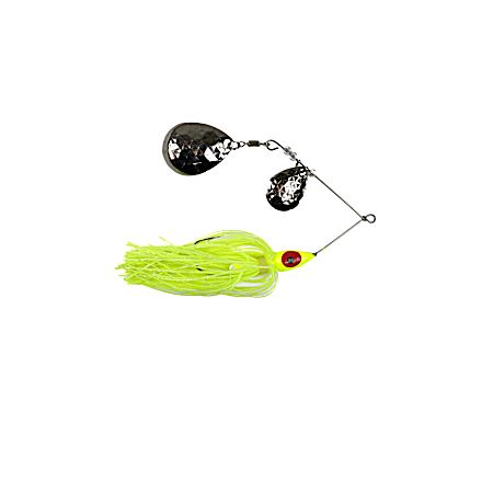 Chartreuse Tandem Nickel Blade Spinner Bait