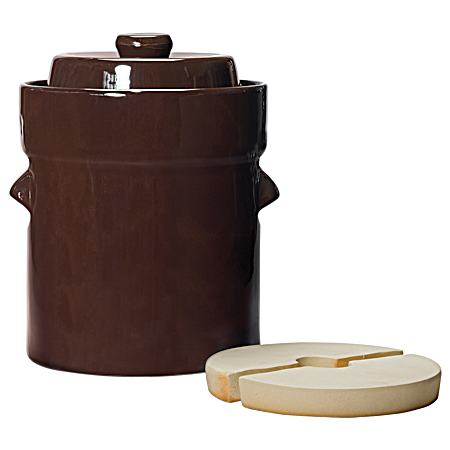 Traditional Style Water-Seal Crock Set- 2L Fermentation Crock with Lid & Weights