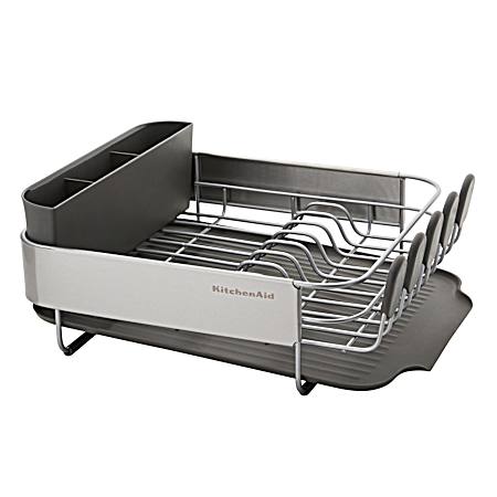 Stainless Steel Wrap Satin Gray Compact Dish Rack