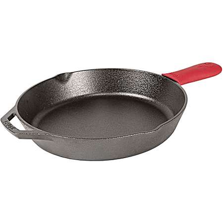 Cast Iron Skillet w/ Red Silicone Hot Handle Holder