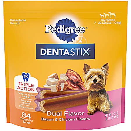 Dentastix Toy/Small Bacon & Chicken Dual Flavor Oral Care Dog Treats