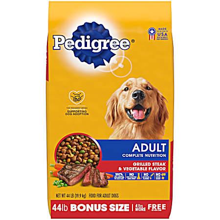 Adult Complete Nutrition Steak & Vegetable Dry Dog Food, 44 lbs