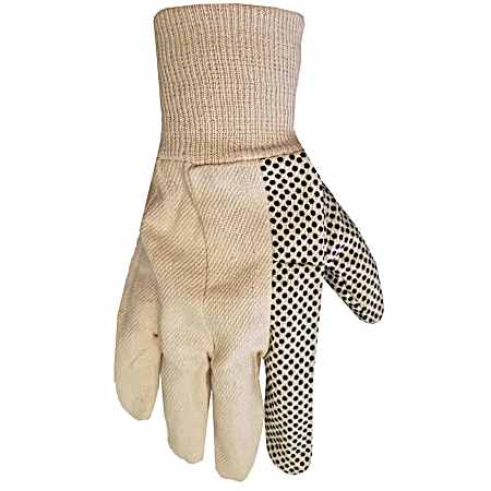 Men's White Cotton Canvas Gloves w/ Gripping Dots