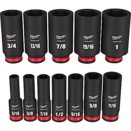 SHOCKWAVE Impact-Duty 3/8 in Drive SAE Deep 6-Point Socket Set - 12 Pc