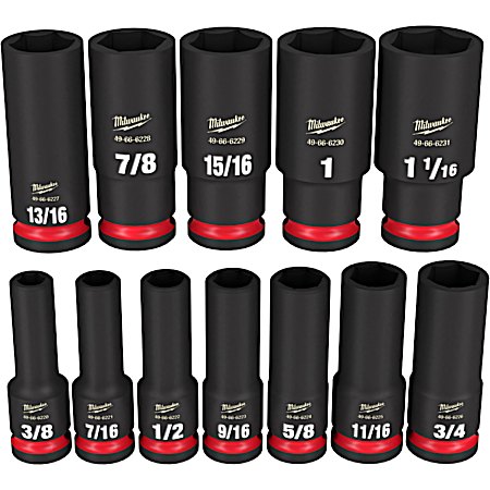 SHOCKWAVE Impact-Duty 1/2 in Drive SAE Deep 6-Point Socket Set - 12 Pc