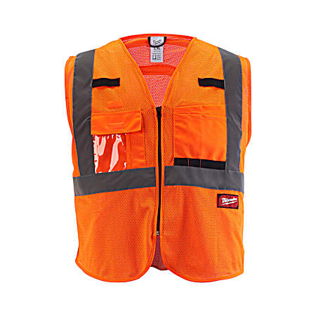 Class 2 High Visibility Orange Mesh Safety Vest