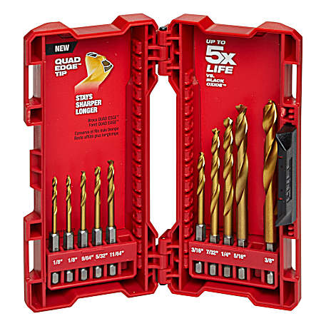 SHOCKWAVE RED HELIX Titanium Drill Bit Kit - 10 Pc