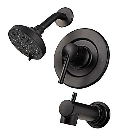 Arlys Matte Black Posi-Temp Tub/Shower Single Handle Set