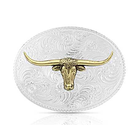American Beauty Filigree Longhorn Belt Buckle