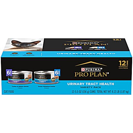 Pro Plan Adult Urinary Tract Health Turkey/Whitefish Variety Pack Wet Cat Food - 12 pk
