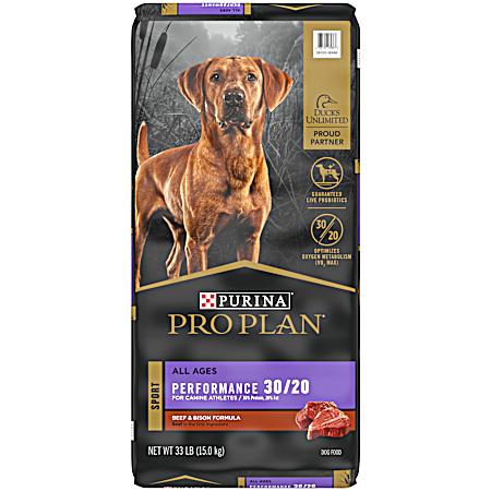 Pro Plan Sport All Ages Performance 30/20 Beef & Bison Recipe Dry Dog Food, 33 lbs
