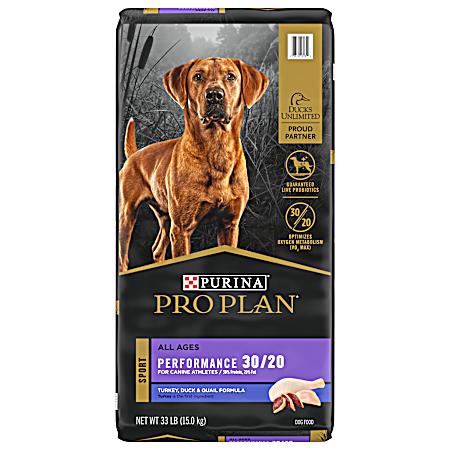 Pro Plan Sport All Ages Performance 30/20 Turkey, Duck & Quail Recipe Dry Dog Food, 33 lbs