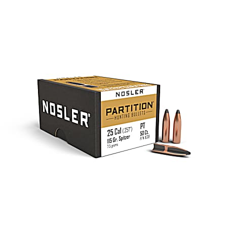 25 Caliber 115gr Partition Hunting Bullets - 50 Ct