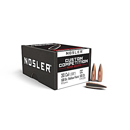 Nosler Custom Competition 30cal 168g HPBT Bullets - 100 Ct.