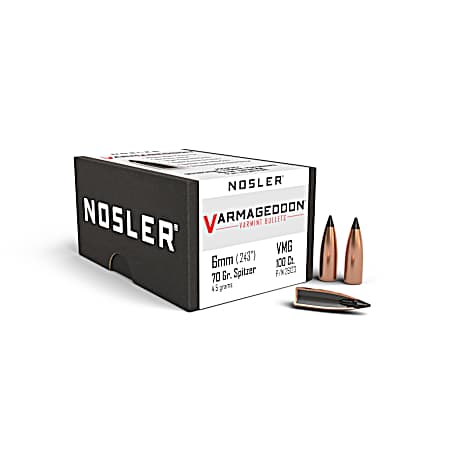 6mm 70gr FB Tipped Varmageddon Varmint Bullets - 100 CT