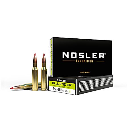 7mm-08 Remington 120 Grain Ballistic Tip Hunting Rifle Cartridges - 20 Rounds