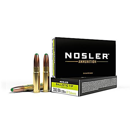 .300 AAC Blackout 220 Grain Ballistic Tip Hunting Rifle Cartridges - 20 Rounds