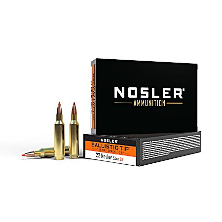.22 Nossler Varmint 55 Grain Ballistic Tip Rifle Cartridges - 20 Rounds
