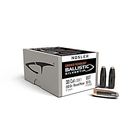 Ballistic Silvertip 30cal 150g RN Bullets - 50 Ct.