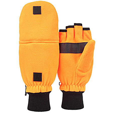 Kids' Blaze Orange Fleece Pop-Top Gloves