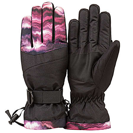 Women's Black/Wine Wave Waterproof Gloves