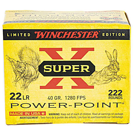 .22 LR Super X Power Point Cartridges- 222 Rounds