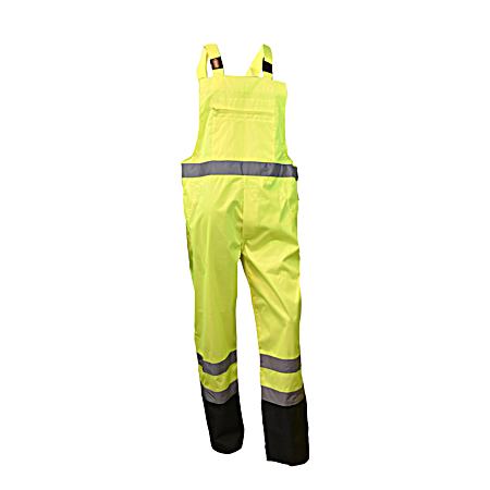 Men's Black/Lime Coated Rain Bibs