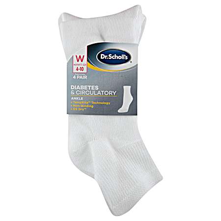 Women's Diabetes & Circulatory Quarter Socks - 4 Pk