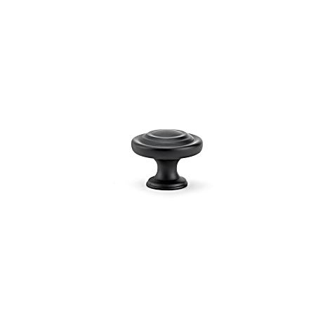 1-11/32 in Matte Black Transitional Metal Knobs - 8 Pk