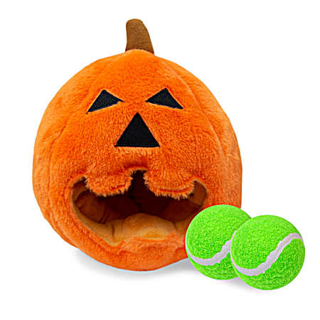 Medium-Large Orange/Black Hide & Seek Jack-O-Lantern Dog Toy