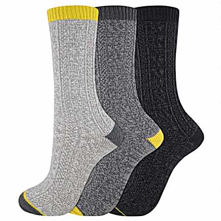 Women's Soft Marl Cable Crew Socks - 3 Pk