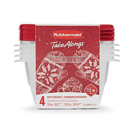 Rhubarb Deep Square Takealongs Containers - 4Pk