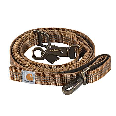 Brown Shock Absorbing Control Dog Leash w/ Brushed Brass
