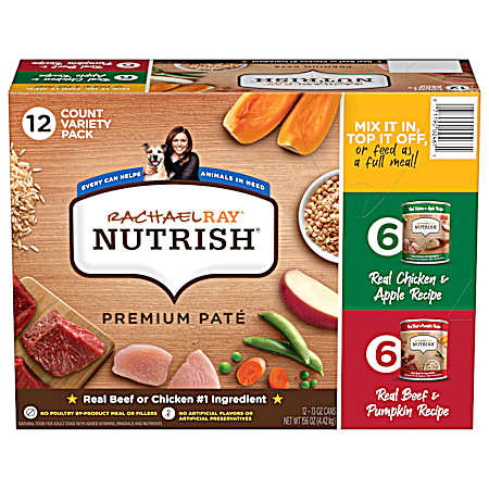 Adult Premium Pate Beef & Chicken Variety Pack Wet Dog Food - 12 pk
