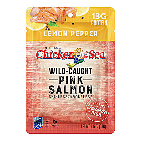 2.5 oz Premium Wild-Caught Pink Salmon Lemon Pepper Pouch