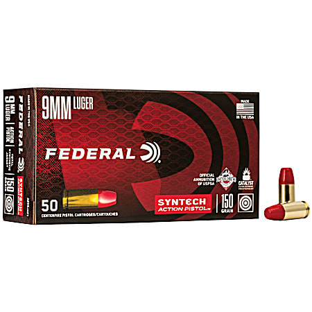 9mm Luger Syntech Action 150 Grain TSJ Pistol cartridges - 50 Rounds