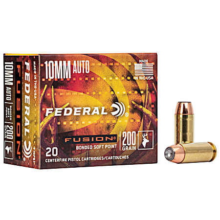 10mm Auto Fusion 200 Grain Handgun Cartridges - 20 Rounds