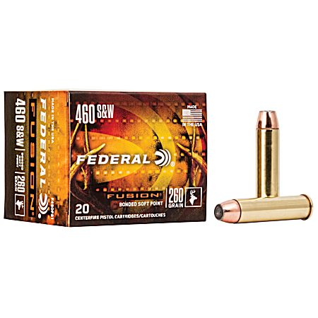 .460 S&W Fusion 260 Grain Centerfire Handgun Cartridges - 20 Rounds