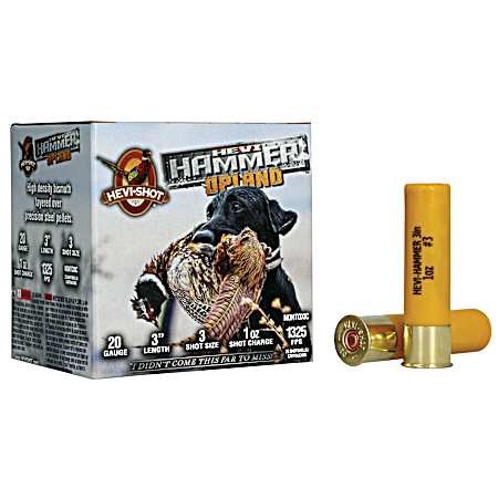 20 Gauge Hevi-Hammer 3'' 3 Shot Upland Shotshells - 25 Rounds