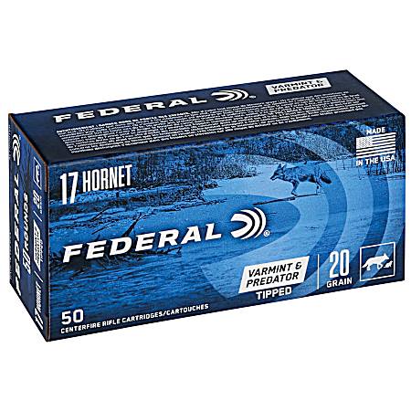 .17 Hornet Varmint & Predator 20 Grain Rimfire Cartridges - 50 Rounds
