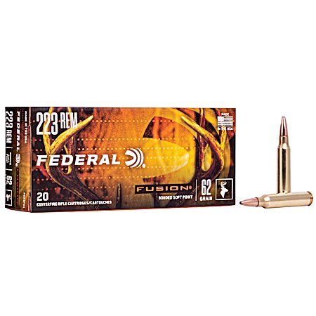 .223 Rem Fusion 62 Grain Rifle Cartridges - 20 Rounds