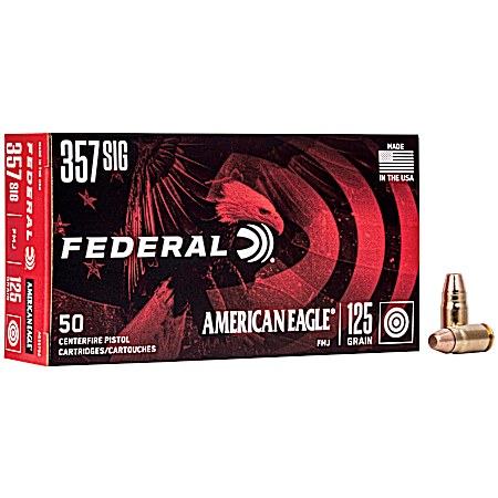 .357 Sig American Eagle 125 Grain FMJ Handgun Cartridges - 50 Rounds