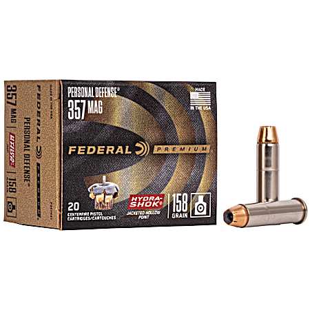 .357 Magnum Personal Defense HydraShok 158 Grain JHP Cartridges - 20 Rounds