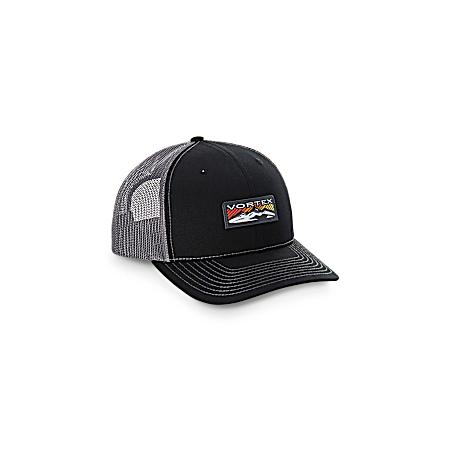 Adult Three Peaks Black Circle Patch Mesh Snap Back Cap