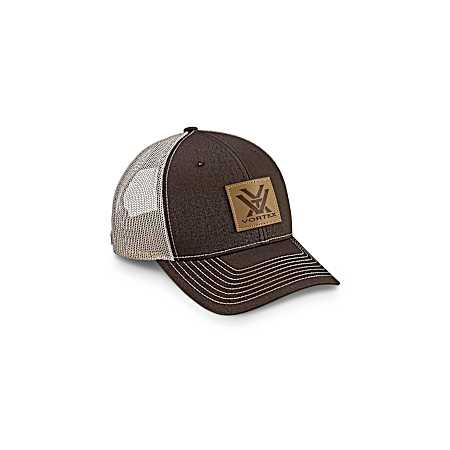 Adult Barneveld 608 Brown Leather Patch Mesh Snap Back Cap