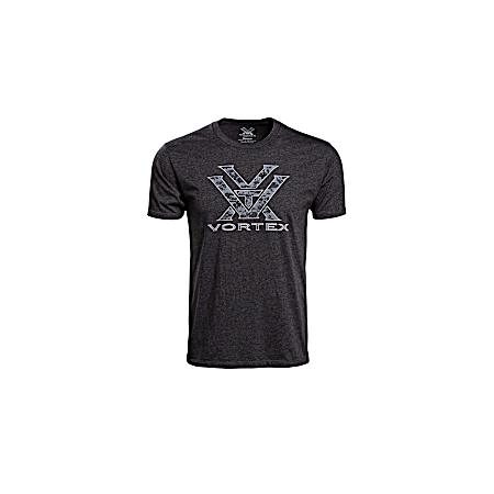 Vortex Camo Logo Short Sleeve T-Shirt - Men's, Extra Large, Charcoal Heather/Camo, 120-15-CHHXL