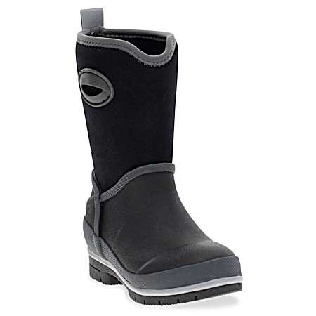 Kids' Solid Black Neoprene Mid Boots