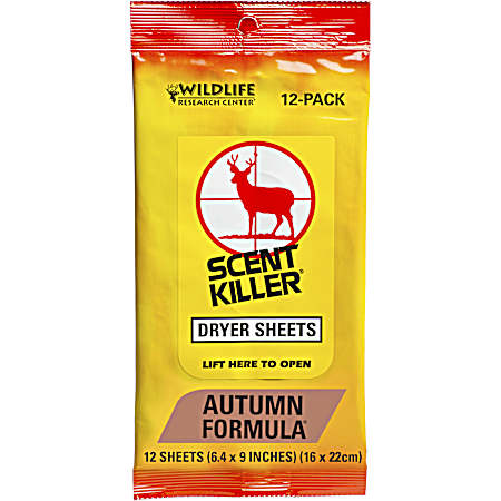 Scent Killer Autumn Formula Dryer Sheets - 12 Pk