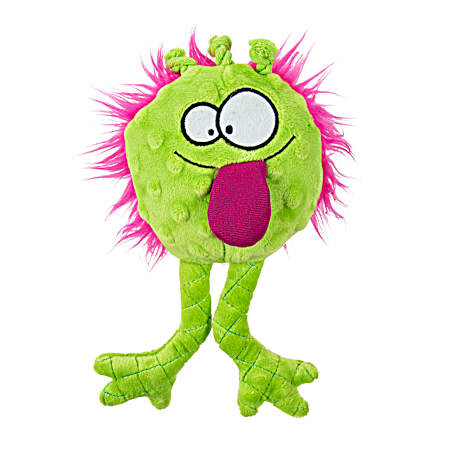 Lime/Pink PlayClean Germs Squeaker Soft Plush Dog Toy w/ Odor-Eliminating Essential Oils