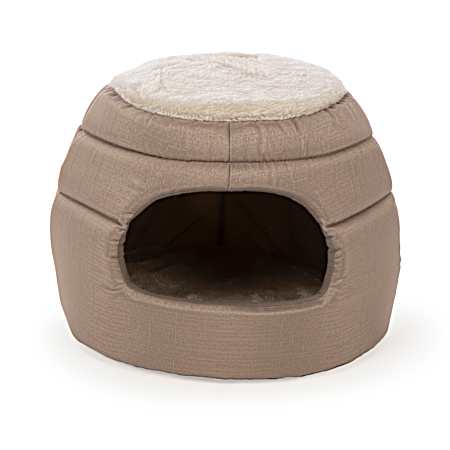 Collapsible Cat Hut - Brown Linen
